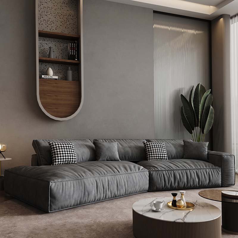 Italian Modern Nordic Luxury Living Room Furniture Special Shaped Corner Leathaire Fabric Sofa