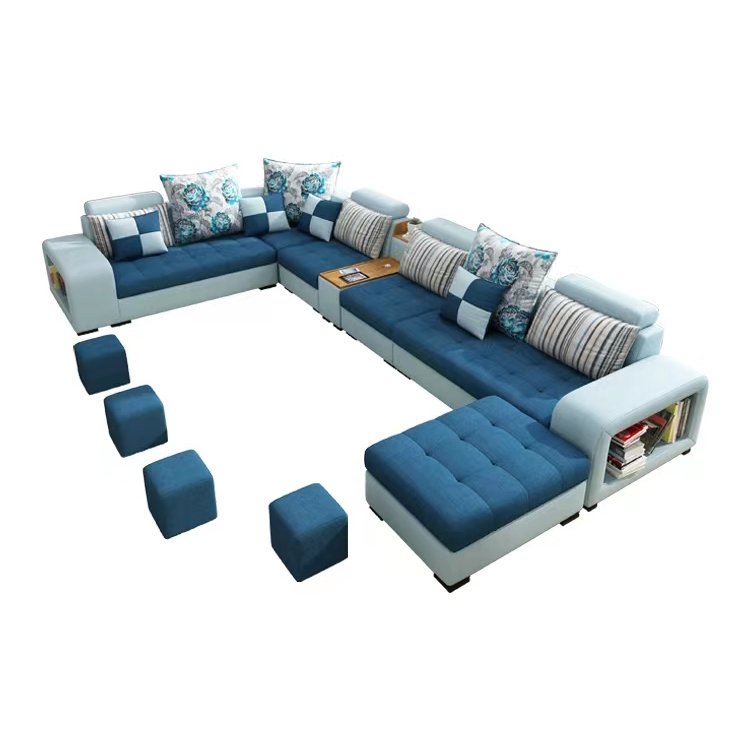 Modern Style Fabric Sectional Sofa Cum Bed Couch Living Room Sofas Set Home Furnture Luxury u shaped Corner sofa set 7 seater