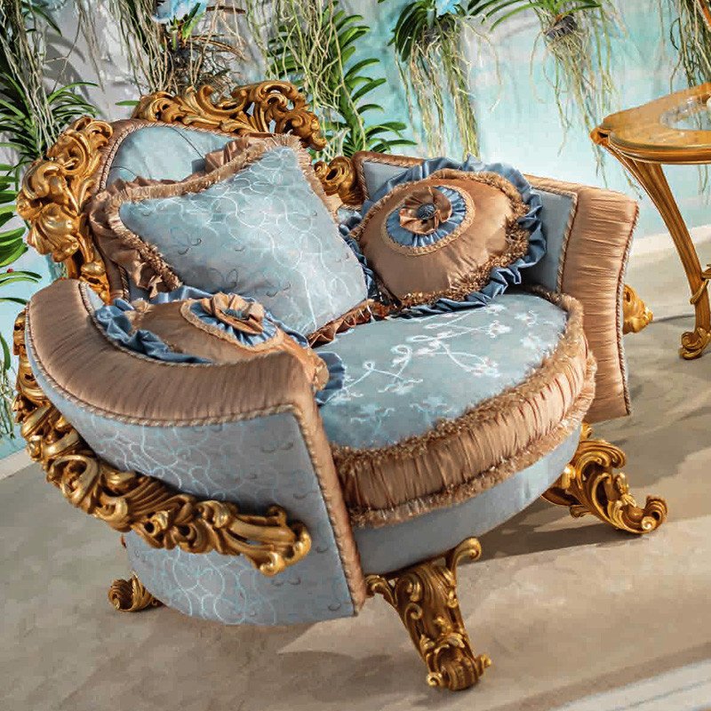 European style living room solid wood carved fabric French sofa 3 seater single sofa luxury sofa design home furniture