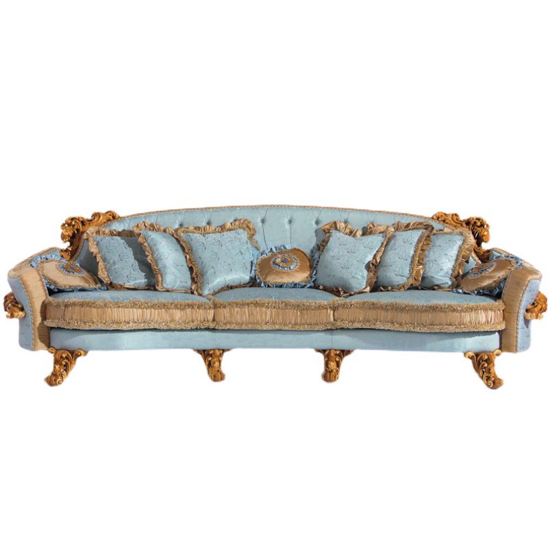 European style living room solid wood carved fabric French sofa 3 seater single sofa luxury sofa design home furniture