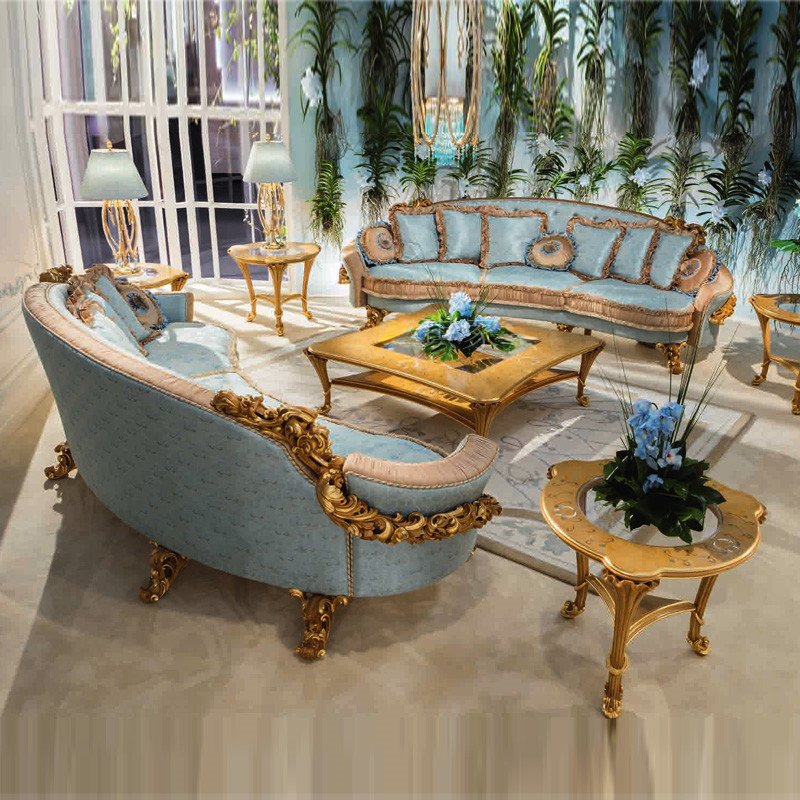 European style living room solid wood carved fabric French sofa 3 seater single sofa luxury sofa design home furniture