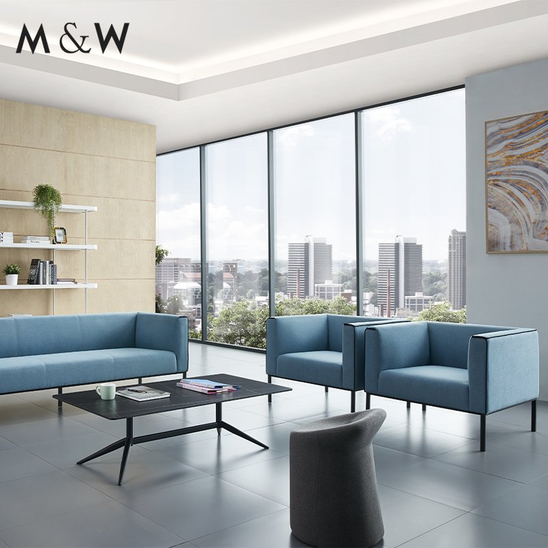 M&W Commercial Latest Design Office Leather Sectional 3 Seater Sofa Sets