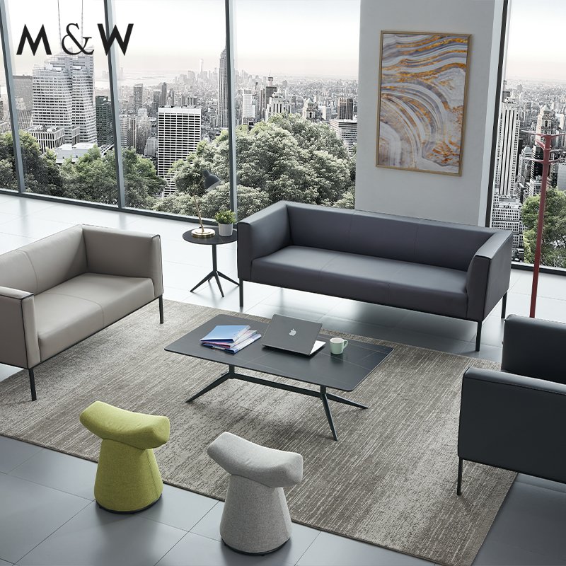 M&W Commercial Latest Design Office Leather Sectional 3 Seater Sofa Sets