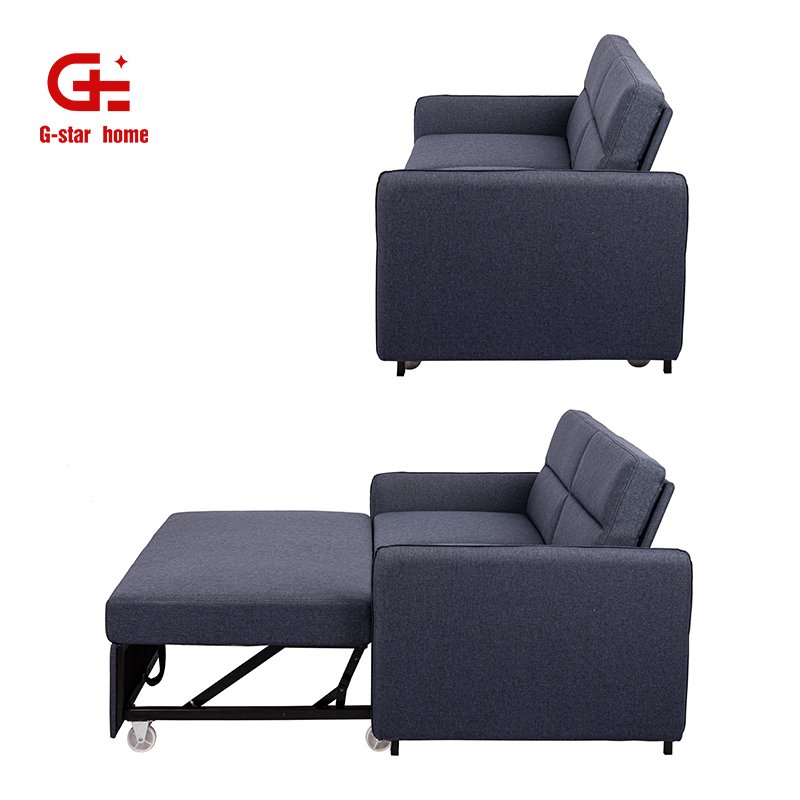 New Design Furniture Foldable Dark Grey Fabric Two Seater Couch Home Office Pump-pull Sofa