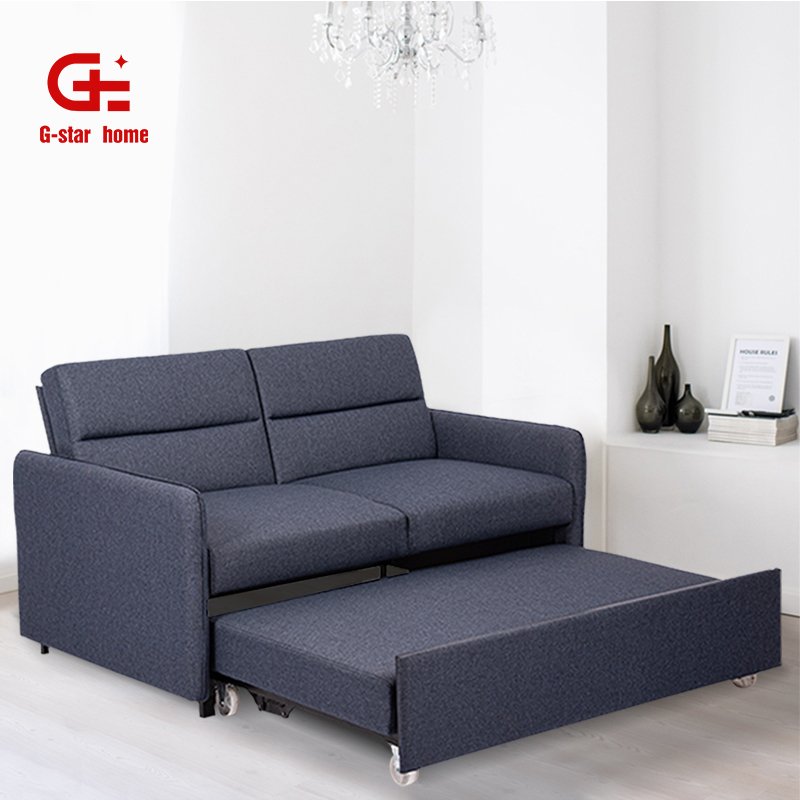 New Design Furniture Foldable Dark Grey Fabric Two Seater Couch Home Office Pump-pull Sofa