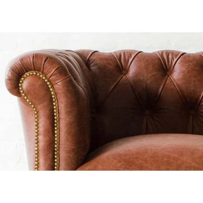 Living Room Furniture Classic Genuine Party Furniture Lounge Rental Genuine Leather Chesterfield Single Seat Sofa for Sale