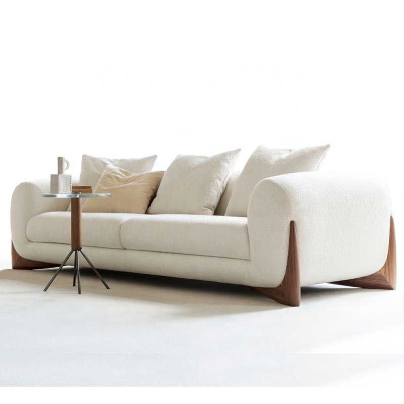 Modern Design Home Furniture Hotel Villa Living Room Solid Wood Base Cashmere Fabric Single Sofa Velvet Three seat Sofa Set