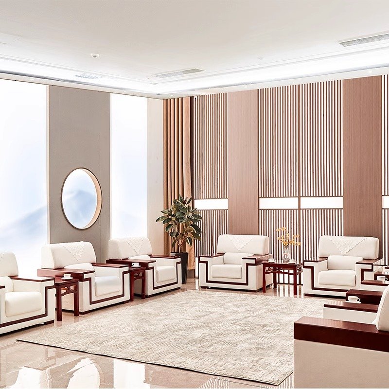 Meeting Room Reception Room Sofa Chinese Fabric Leather Business Office Sofa Combination Set