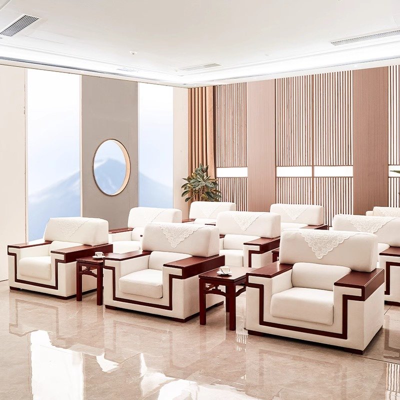 Meeting Room Reception Room Sofa Chinese Fabric Leather Business Office Sofa Combination Set