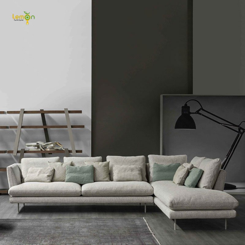 Modern minimalist fabric living room Large size sofa with chaise lounge