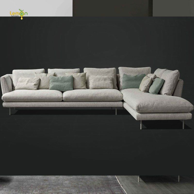 Modern minimalist fabric living room Large size sofa with chaise lounge