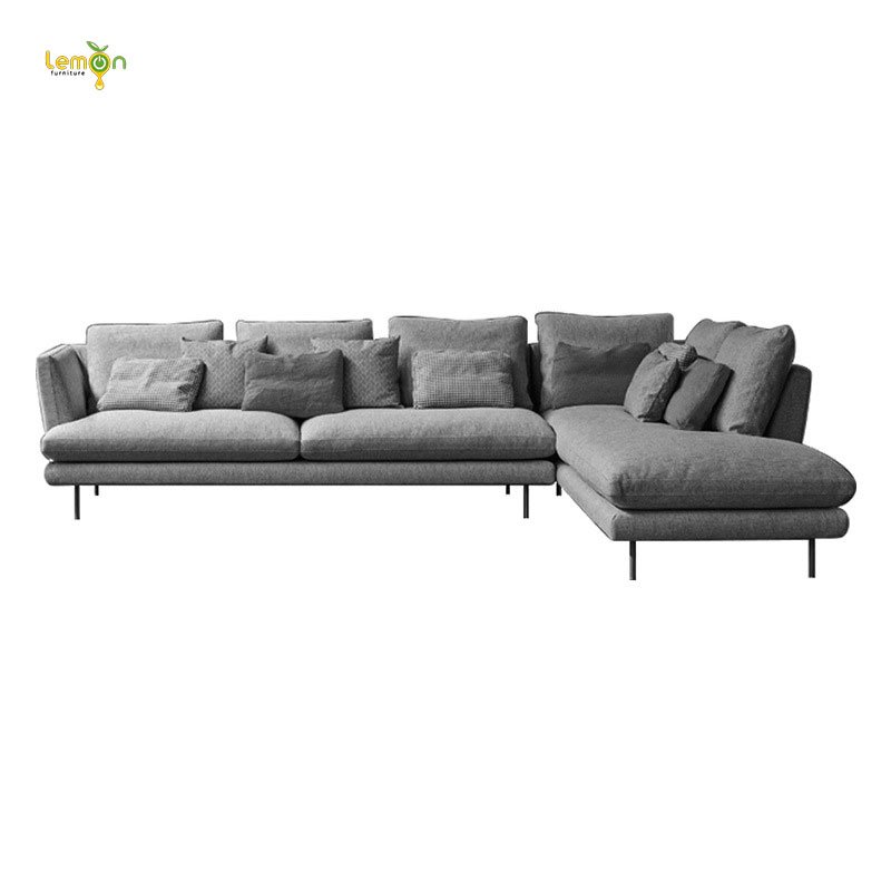 Modern minimalist fabric living room Large size sofa with chaise lounge