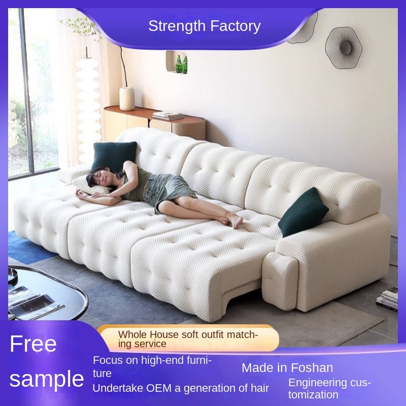 Rochburg Modern Italian Minimalist Electric Sectional Sofa Bed Set Simple Fabric Design Telescopic Wireless Remote Control