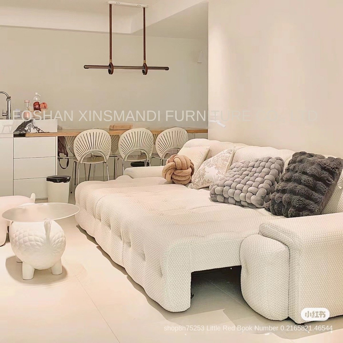 Rochburg Modern Italian Minimalist Electric Sectional Sofa Bed Set Simple Fabric Design Telescopic Wireless Remote Control