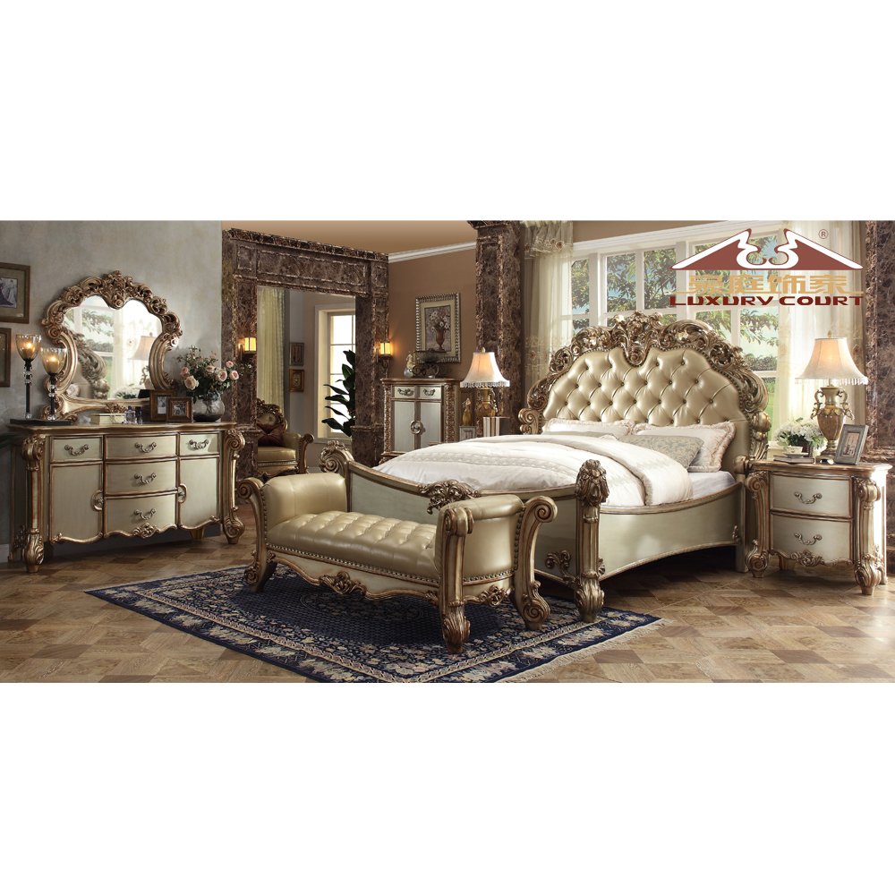 Longhao Luxury Leather Sofa Couch Set Royal Carved Wooden Sofas Modern Nordic Living Room Furniture