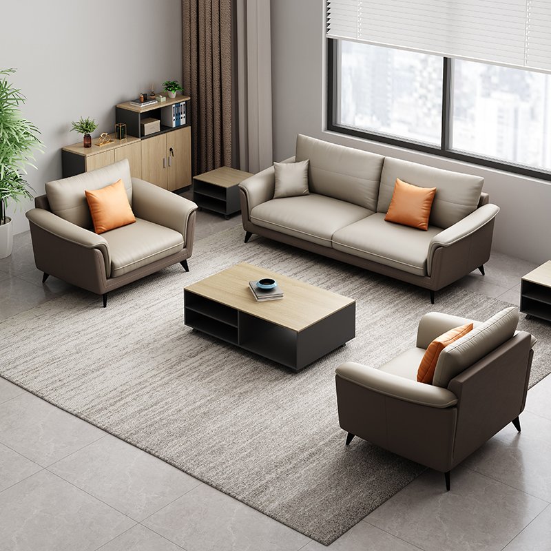 OEM ODM Reception business office sofas 1 2 3 seat leather living room office recliner sofa set