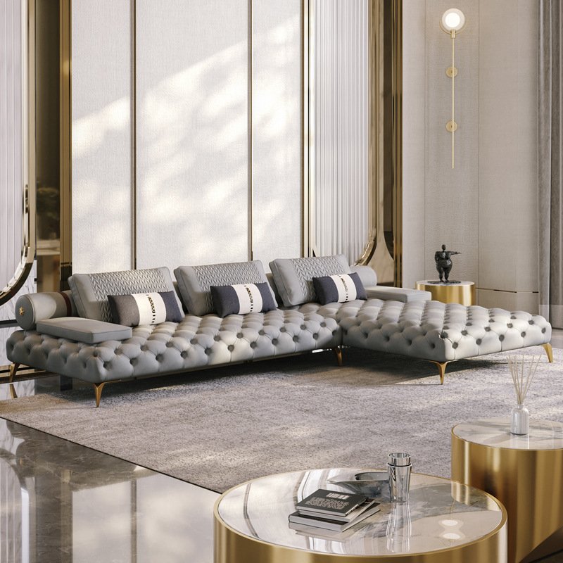 Chesterfield Luxury Leather Living Room Home Furniture Nordic Big Design Sofa Sets Bedroom Furniture Sofas Modernos Three Seat