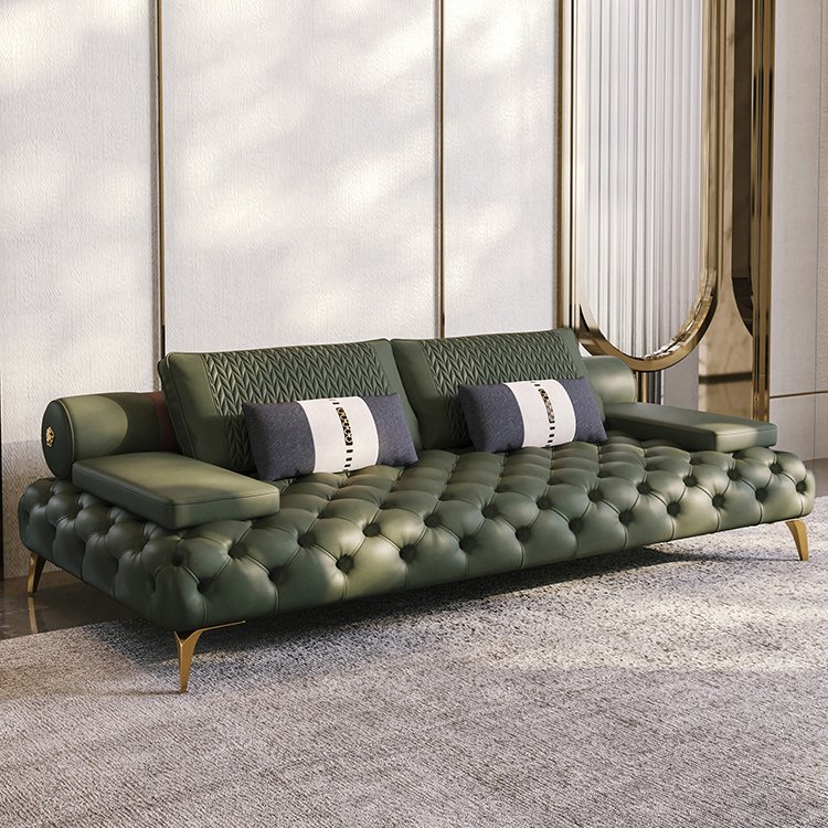 Chesterfield Luxury Leather Living Room Home Furniture Nordic Big Design Sofa Sets Bedroom Furniture Sofas Modernos Three Seat