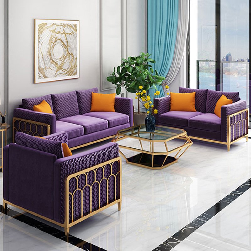 Hot Sales Living Room Furniture Sectional Velvet Sofa Set Upholstered 3 Seater Tufted Sofa for Home Hotel