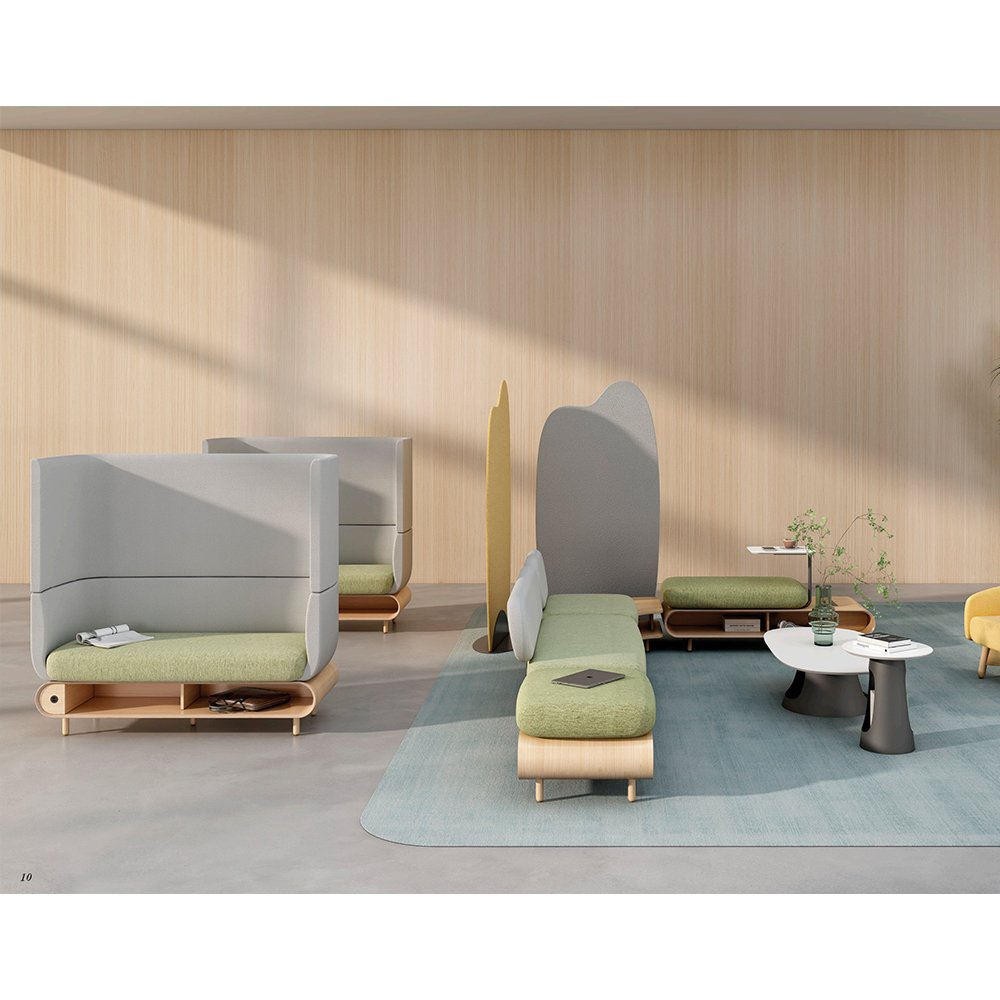 Modern Luxury High Back Seating Booth Acoustic 2 Seater Office Furniture Visitor Sofa