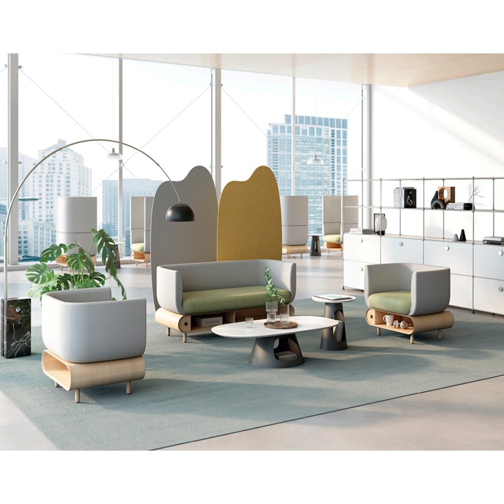 Modern Luxury High Back Seating Booth Acoustic 2 Seater Office Furniture Visitor Sofa