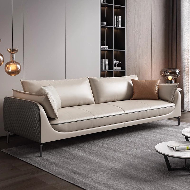 Modern 1+1+3 Seat Wooden Leather Office Sofa Set for Waiting Room Living Room Hotel or School Furniture