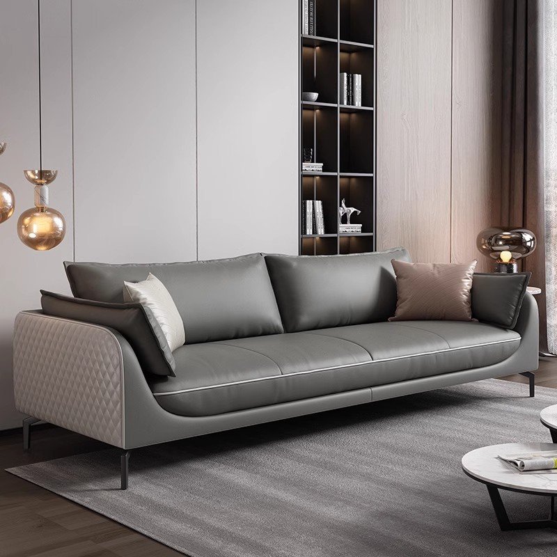 Modern 1+1+3 Seat Wooden Leather Office Sofa Set for Waiting Room Living Room Hotel or School Furniture
