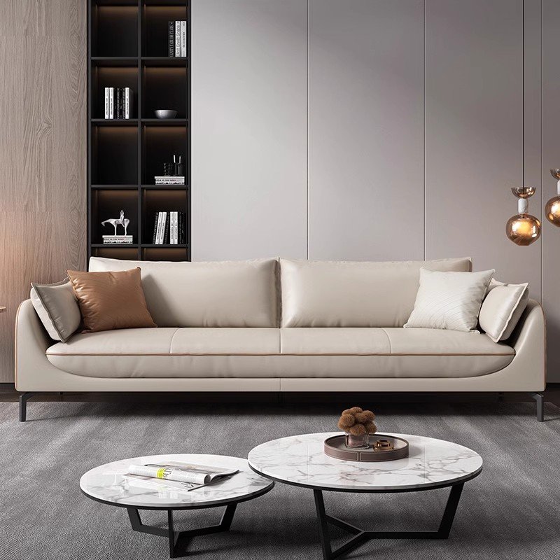 Modern 1+1+3 Seat Wooden Leather Office Sofa Set for Waiting Room Living Room Hotel or School Furniture