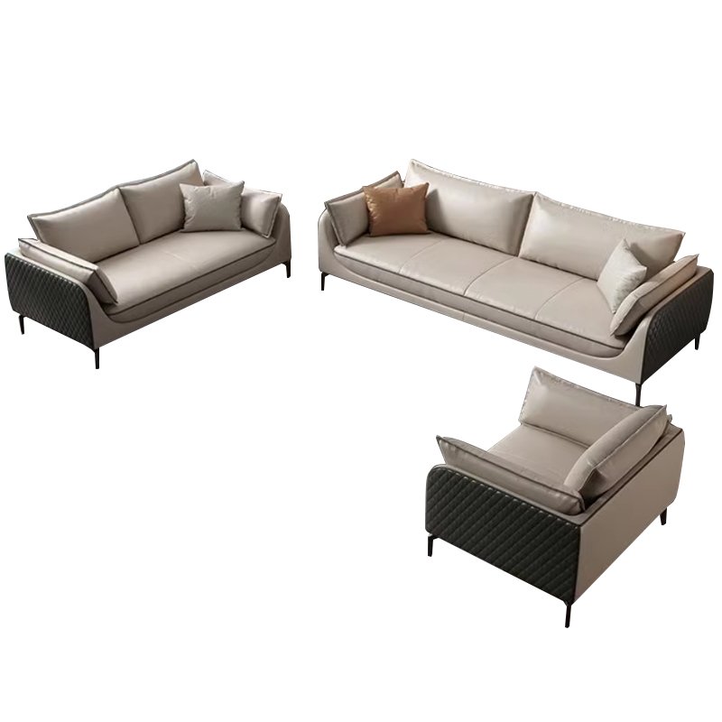 Modern 1+1+3 Seat Wooden Leather Office Sofa Set for Waiting Room Living Room Hotel or School Furniture