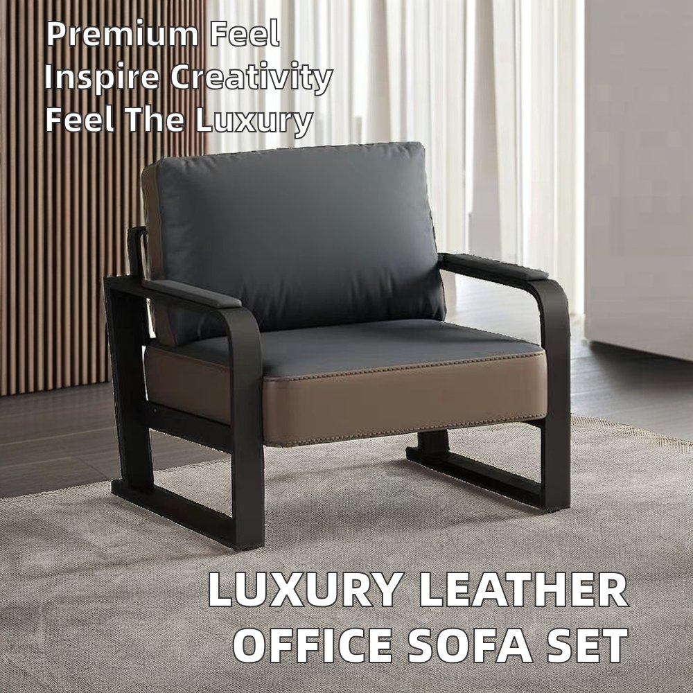 Luxury Contemporary Leather Sectional Office Sofa Set Simple Business Design for Living Room Wholesale Furniture Exquisite