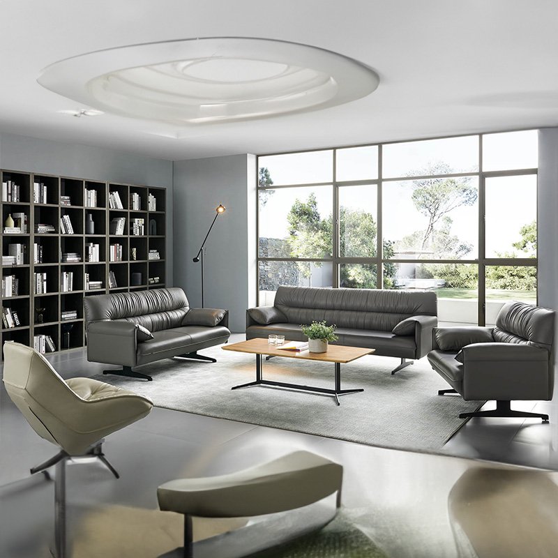 Reception Sofa Set Office Room Leisure Furniture Executive Popular Sectional Modern Leather Sofa Set