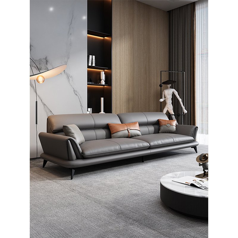 Ekintop Furniture New Design Exquisite Three-seat Luxurious Leather Living Room Comfortable Office Sofa