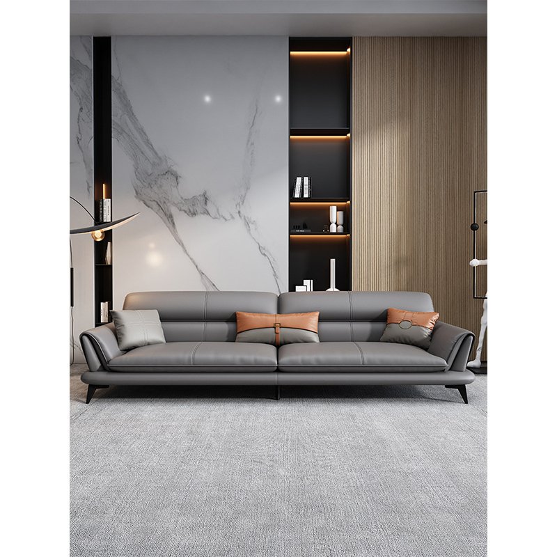 Ekintop Furniture New Design Exquisite Three-seat Luxurious Leather Living Room Comfortable Office Sofa