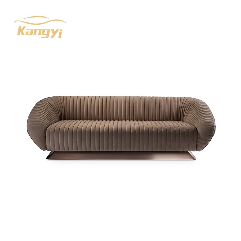 Luxury style big 3 seater sectional fabric&leather sofas set new model steel lounge modern metal base sofa set