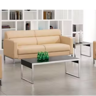 Hot selling and cheap Stainless steel foot solid wood frame sofa for office Modern and fashionable office sofa set furniture
