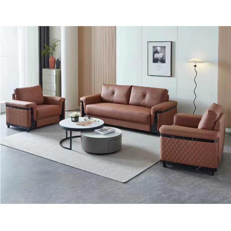Direct Factory Wholesale Reception Waiting Room Office Sofa 3 Seat Leisure Office PU Leather Fabric Sofa