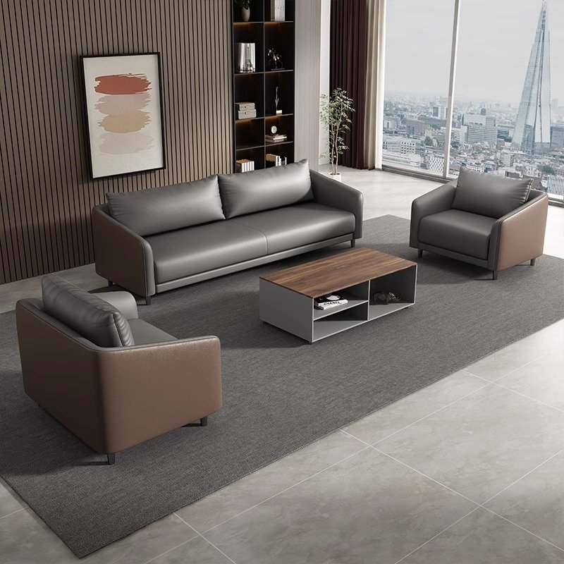 Modern Nordic Design Modular 2-Seater Leather Office Sofa Set European Style Schools Workshops Home Offices Commercial Reception