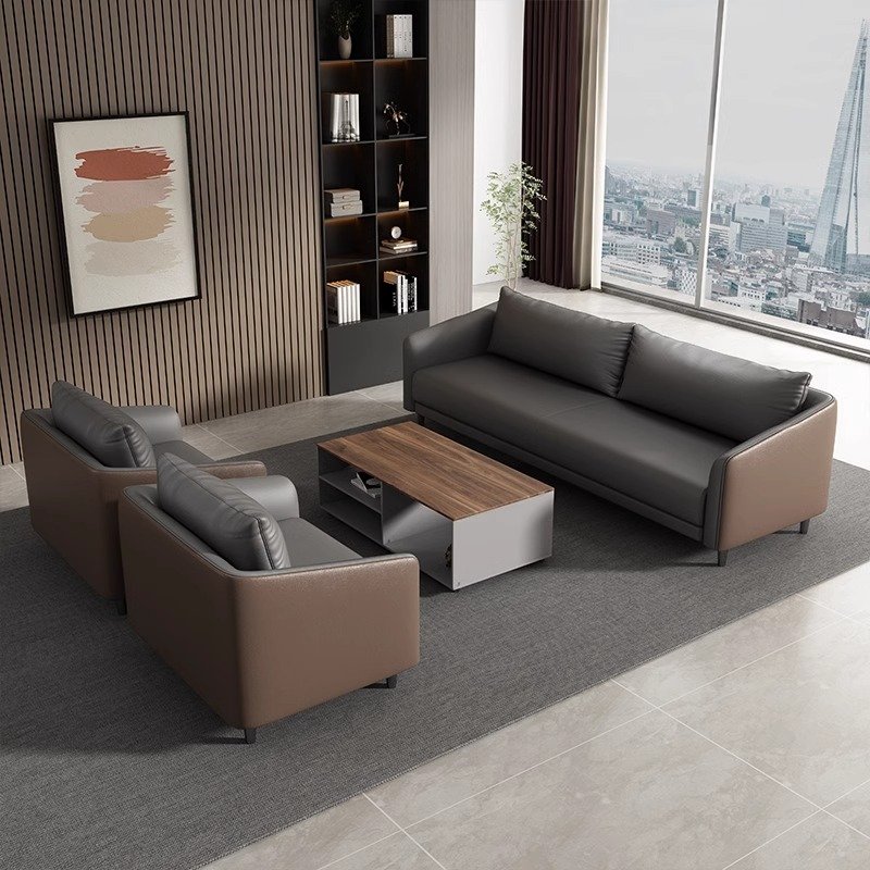 Modern Nordic Design Modular 2-Seater Leather Office Sofa Set European Style Schools Workshops Home Offices Commercial Reception