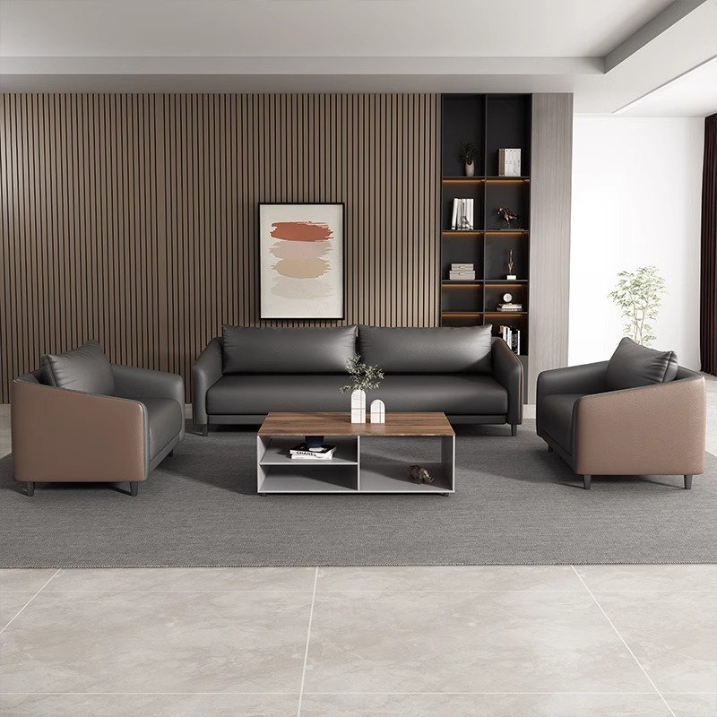 Modern Nordic Design Modular 2-Seater Leather Office Sofa Set European Style Schools Workshops Home Offices Commercial Reception