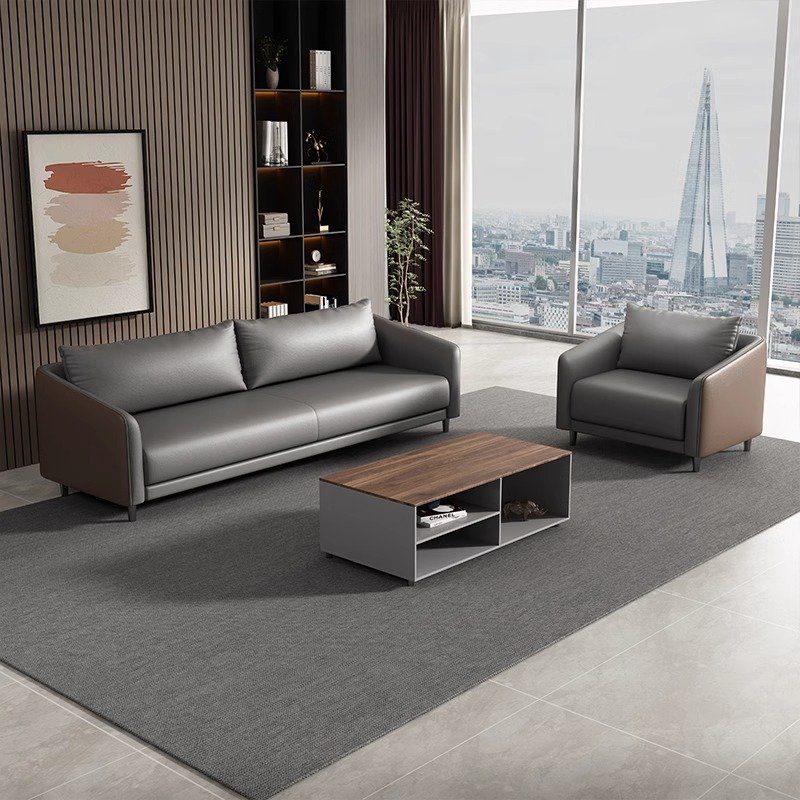 Modern Nordic Design Modular 2-Seater Leather Office Sofa Set European Style Schools Workshops Home Offices Commercial Reception