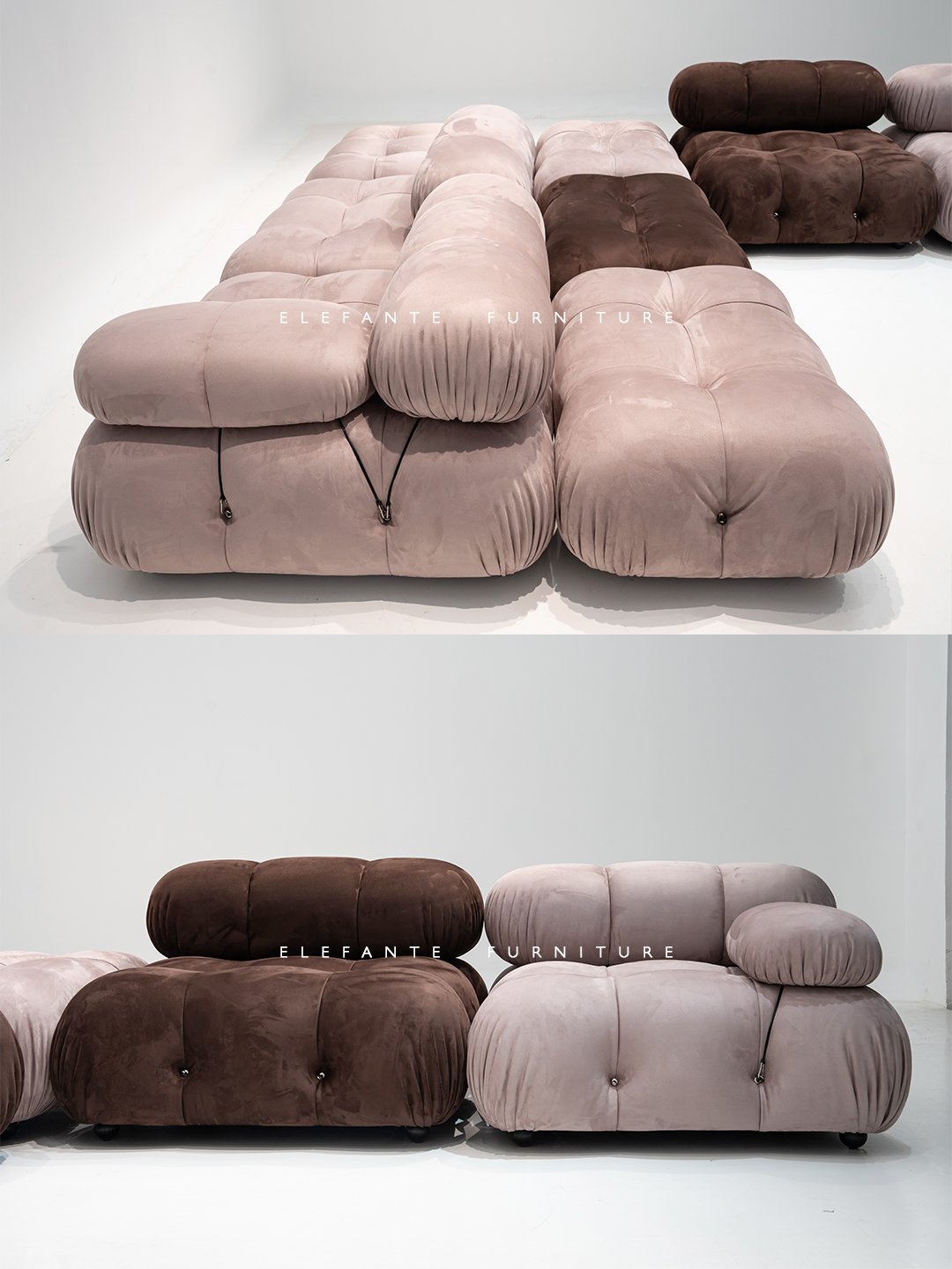 Elefante Flexible Free Placement Postmodern Italian Style L Shape Modular Counch Velvet Modular Sofa Sectional