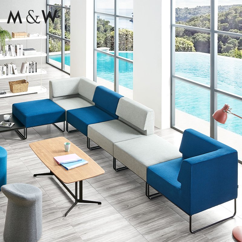 M&W Upholstery Fabric Sectional Office Sofa Sets office Casual Seating Sofa