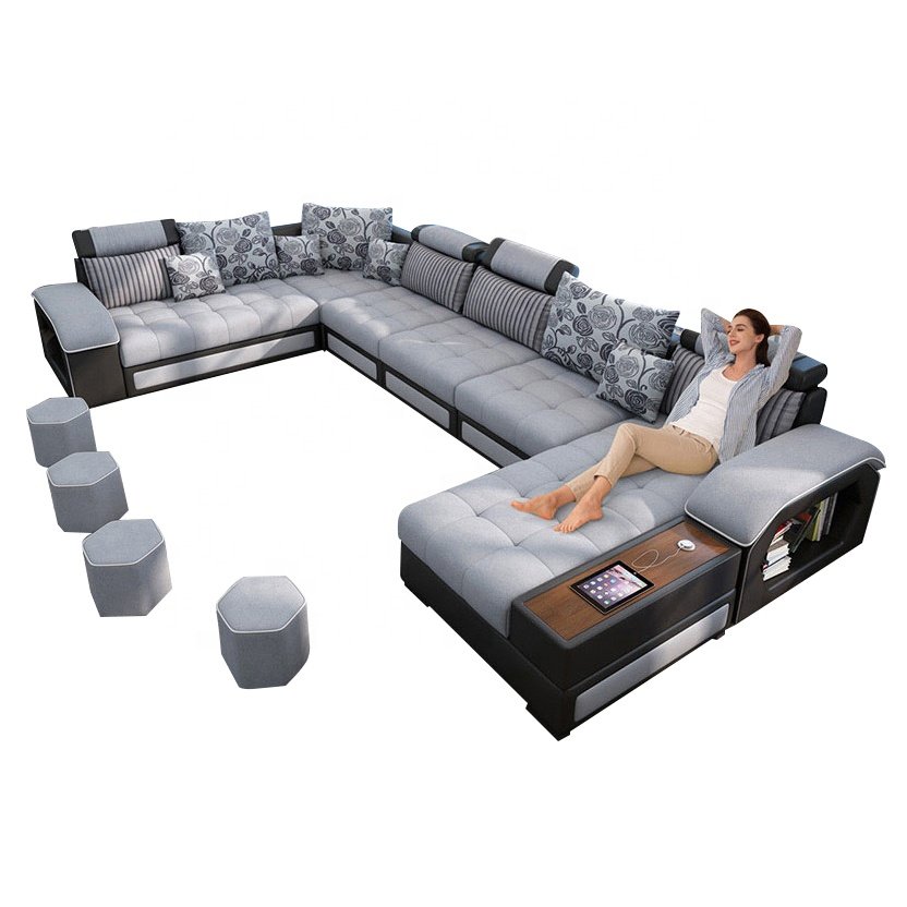 high quality grey fabric upholstery modern italian design set living room furniture luxury sofas