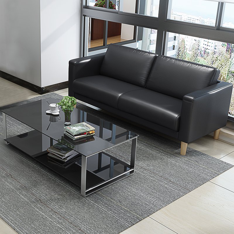 Simple Office Sofa The Best Price PU Leather Sofa with Coffee Table Set Office Room Furniture Synthetic Leather Modular Modern