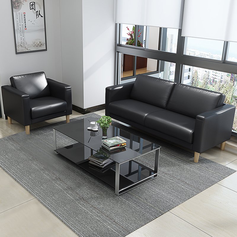 Simple Office Sofa The Best Price PU Leather Sofa with Coffee Table Set Office Room Furniture Synthetic Leather Modular Modern