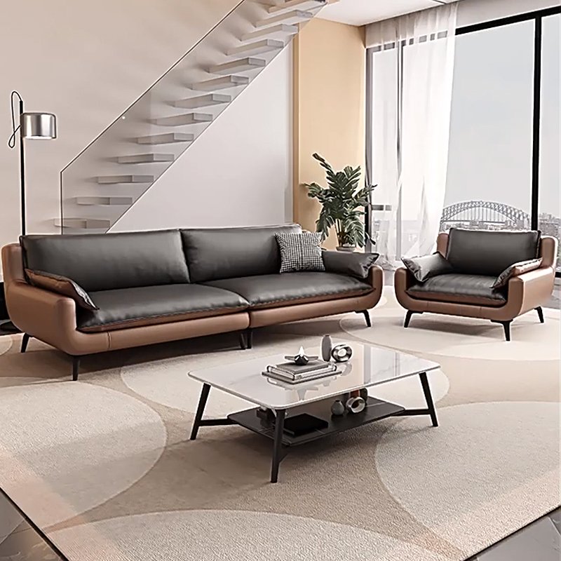 Double sided leather office sofa VIP reception room business reception leisure negotiation simple and modern three people seat