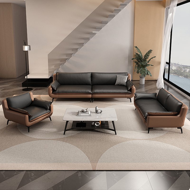Double sided leather office sofa VIP reception room business reception leisure negotiation simple and modern three people seat