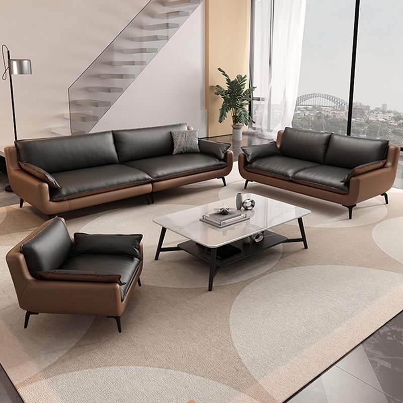 Double sided leather office sofa VIP reception room business reception leisure negotiation simple and modern three people seat