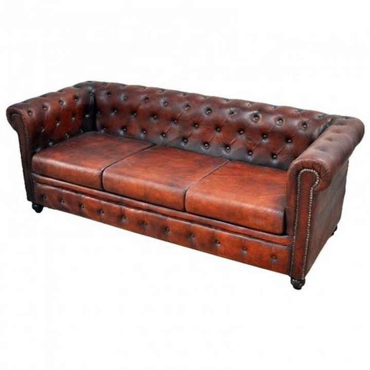 Unique Best Modern Design Genuine Leather sofa three seater Set Living Room Furniture leather chesterfield sofa for sale