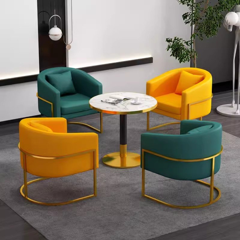 Modern Light Luxury Office Hotel Lobby Reception Sofa Comfortable Long Sitting Sofa Table and Chair Combination Sofa Sets 2 Sets